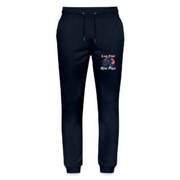 Freedom Trail : Âme de motard, cadeau - Pantalon de jogging bio MOVER Stanley/Stella unisexe - marine - Devant - Marisol (170cm) & Nik (191cm)