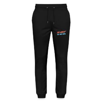 Et alors?! Je m’en fous! - Pantalon de jogging bio MOVER Stanley/Stella unisexe - noir - Devant - Marisol (170cm) & Nik (191cm)