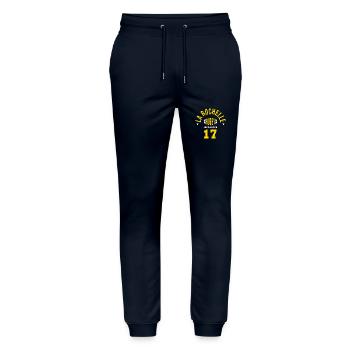 Rugby La Rochelle supporter Rochelle 17 - Pantalon de jogging bio MOVER Stanley/Stella unisexe - marine - Devant - Marisol (170cm) & Nik (191cm)