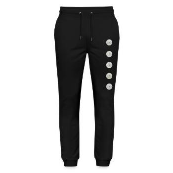 Button Buttons Illusion 5 Fake Dots Funny Chic - Stanley/Stella Mover Unisex Organic Jogging Trousers - black - Front - Marisol (170cm) & Nik (191cm)
