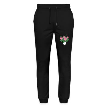 roses floral pattern blossom floral rose flower - Stanley/Stella Mover Unisex Organic Jogging Trousers - black - Front - Marisol (170cm) & Nik (191cm)