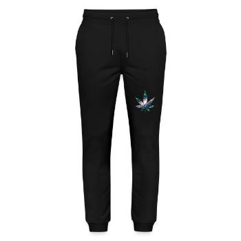 Galaxy Hanfblatt - Cannabis - Weed - Stanley/Stella Unisex Bio Jogginghose Mover  - Schwarz - Vorne - Marisol (170cm) & Nik (191cm)