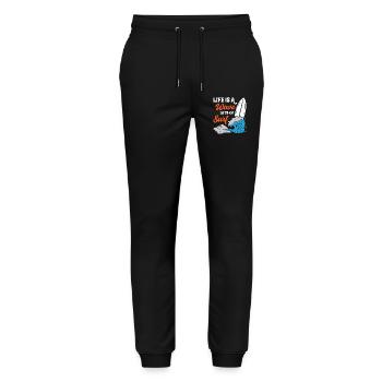 Life Is A Wave Lets Go Surfing - Stanley/Stella Mover Unisex Organic Jogging Trousers - black - Front - Marisol (170cm) & Nik (191cm)