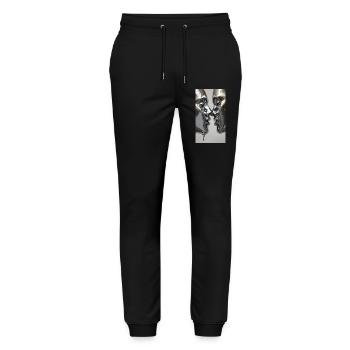 Silberne Kussfiguren - Stanley/Stella Unisex Bio Jogginghose Mover  - Schwarz - Vorne - Marisol (170cm) & Nik (191cm)
