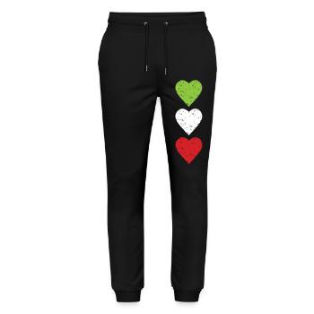 Woman Life Freedom Human Rights Used Look Hearts - Stanley/Stella Mover Unisex Organic Jogging Trousers - black - Front - Marisol (170cm) & Nik (191cm)