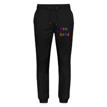 HAPPY. FREE. FREEDOM. WELFARE. ZEN. MEDITATION. - Stanley/Stella Mover Unisex Organic Jogging Trousers - black - Front - Marisol (170cm) & Nik (191cm)