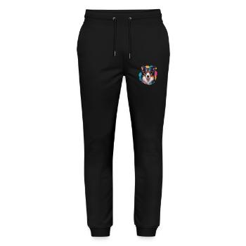 Border Collie Hag mit Brille Bunt - Stanley/Stella Unisex Bio Jogginghose Mover  - Schwarz - Vorne - Marisol (170cm) & Nik (191cm)