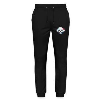 Colorful Cute Bichon Frise Dog in Watercolors - Stanley/Stella Mover Unisex Organic Jogging Trousers - black - Front - Marisol (170cm) & Nik (191cm)