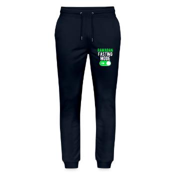 Ramadan Fasting Mode ON - Stanley/Stella Mover Unisex Organic Jogging Trousers - navy - Front - Marisol (170cm) & Nik (191cm)