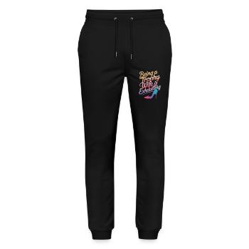 Frau Ehefrau Partnerin Familie Verheiratet - Stanley/Stella Unisex Bio Jogginghose Mover  - Schwarz - Vorne - Marisol (170cm) & Nik (191cm)