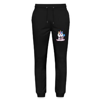 Bubble Tea Drinking Unicorn Anime Kawaii - Stanley/Stella Mover Unisex Organic Jogging Trousers - black - Front - Marisol (170cm) & Nik (191cm)