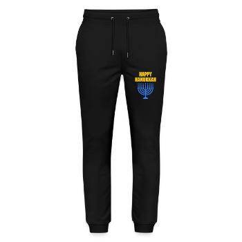 HAPPY HANUKKAH - Stanley/Stella Mover Unisex Organic Jogging Trousers - black - Front - Marisol (170cm) & Nik (191cm)