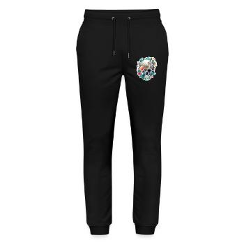 Human Skull & Flowers 28 - Stanley/Stella Mover Unisex Organic Jogging Trousers - black - Front - Marisol (170cm) & Nik (191cm)