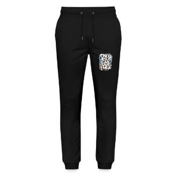 Only Jesus can save me christliches Design - Stanley/Stella Unisex Bio Jogginghose Mover  - Schwarz - Vorne - Marisol (170cm) & Nik (191cm)