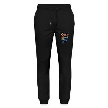 Jesus loves you! - Stanley/Stella Mover Unisex Organic Jogging Trousers - black - Front - Marisol (170cm) & Nik (191cm)