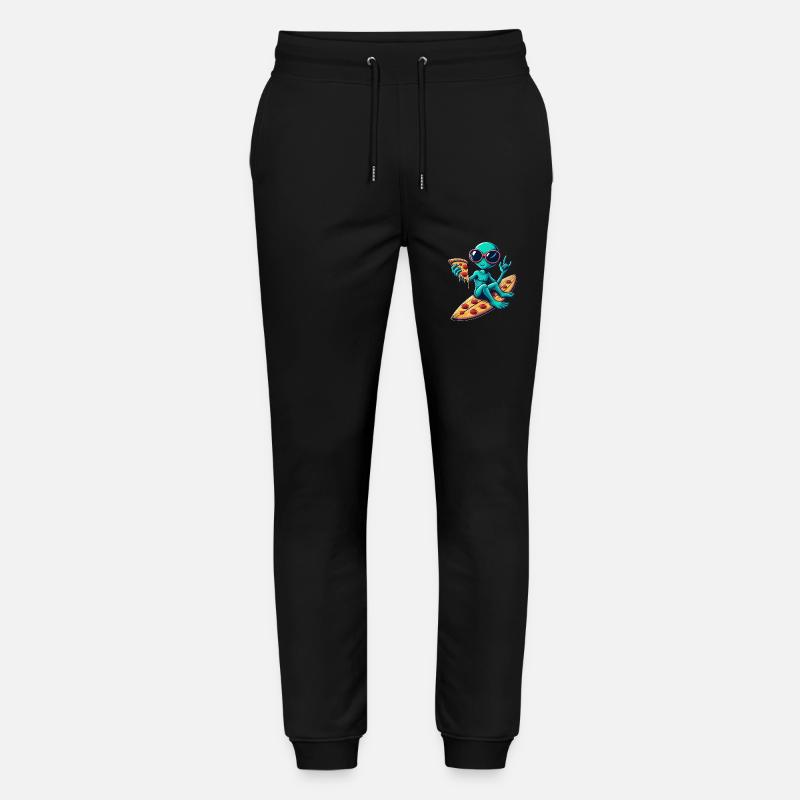 Alien alien surfer surfing pizza - Stanley/Stella Mover Unisex Organic Jogging Trousers - black