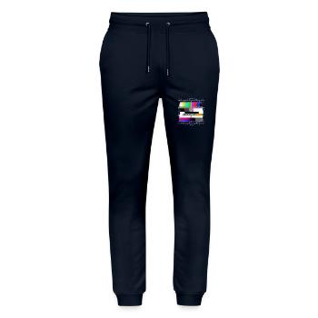 Modèle de test de télévision à tube - déformé - années 80 - Pantalon de jogging bio MOVER Stanley/Stella unisexe - marine - Devant - Marisol (170cm) & Nik (191cm)
