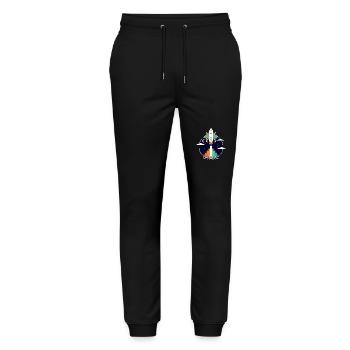 Space and retro - Stanley/Stella Mover Unisex Organic Jogging Trousers - black - Front - Marisol (170cm) & Nik (191cm)