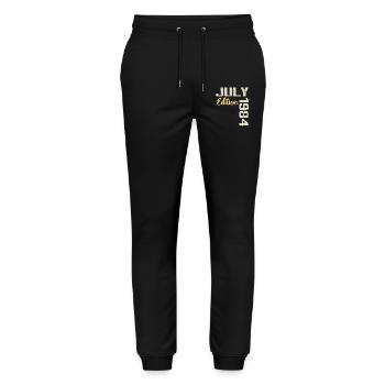 Juli 1984 Geburtstagsshirt Juli 1984 - Stanley/Stella Unisex Bio Jogginghose Mover  - Schwarz - Vorne - Marisol (170cm) & Nik (191cm)