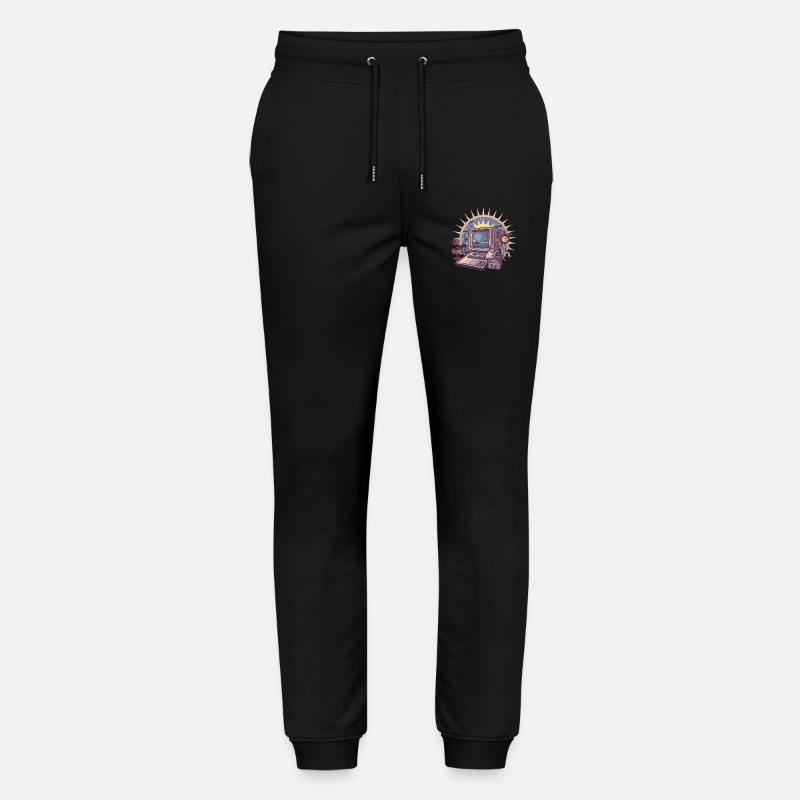 Futuristic computer with retro elements - Stanley/Stella Mover Unisex Organic Jogging Trousers - black