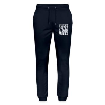 Weekends Coffee And Swim Meets - Coffee Lover - Pantalon de jogging bio MOVER Stanley/Stella unisexe - marine - Devant - Marisol (170cm) & Nik (191cm)