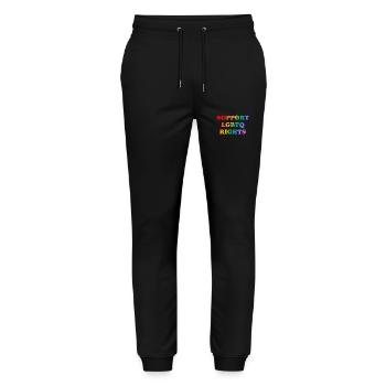 Unterstützen Sie die Regenbogenflagge für LGBT-Rechte - Stanley/Stella Unisex Bio Jogginghose Mover  - Schwarz - Vorne - Marisol (170cm) & Nik (191cm)