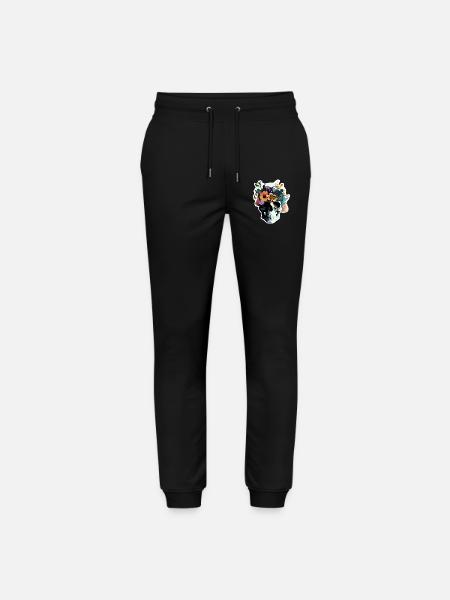 Human Skull & Flowers 38 - Stanley/Stella Mover Unisex Organic Jogging Trousers - black