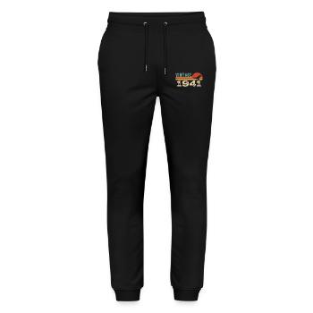 Vintage 1941 Cadeau D'anniversaire 1941 Retro 1941 - Pantalon de jogging bio MOVER Stanley/Stella unisexe - noir - Devant - Marisol (170cm) & Nik (191cm)