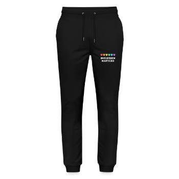 Inklusion ist wichtig Regenbogenherzen - Stanley/Stella Unisex Bio Jogginghose Mover  - Schwarz - Vorne - Marisol (170cm) & Nik (191cm)
