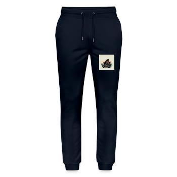 L’art de la moto - Pantalon de jogging bio MOVER Stanley/Stella unisexe - marine - Devant - Marisol (170cm) & Nik (191cm)