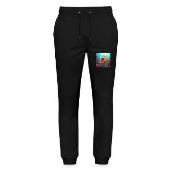 Fins Funny fish with sunglasses - Stanley/Stella Mover Unisex Organic Jogging Trousers - black - Front - Marisol (170cm) & Nik (191cm)
