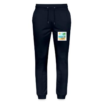 Entspannung pur: Deine Liege wartet am Strand - Stanley/Stella Unisex Bio Jogginghose Mover  - Navy - Vorne - Marisol (170cm) & Nik (191cm)