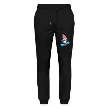Mignon pingouin snowboarder bande dessinée sports d’hiver - Pantalon de jogging bio MOVER Stanley/Stella unisexe - noir - Devant - Marisol (170cm) & Nik (191cm)