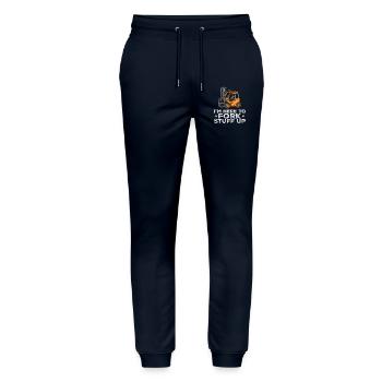 Forklift I'm here to forklift - Stanley/Stella Mover Unisex Organic Jogging Trousers - navy - Front - Marisol (170cm) & Nik (191cm)