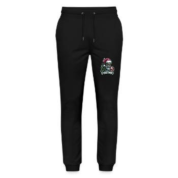 Santa Claus Skull with Christmas Ornament - Stanley/Stella Mover Unisex Organic Jogging Trousers - black - Front - Marisol (170cm) & Nik (191cm)