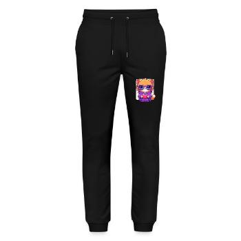 Cool Cat in Sunglasses with Heart - Stanley/Stella Mover Unisex Organic Jogging Trousers - black - Front - Marisol (170cm) & Nik (191cm)