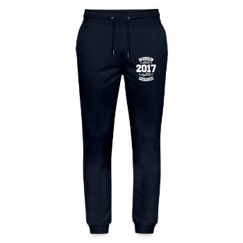Vintage 2017 birthday - retro 2017 - Stanley/Stella Mover Unisex Organic Jogging Trousers - navy - Front - Marisol (170cm) & Nik (191cm)