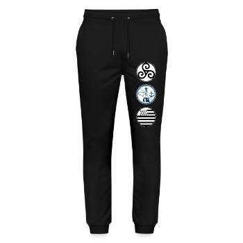 Bretagne et ses symboles. Triskell. Drapeau Breton - Pantalon de jogging bio MOVER Stanley/Stella unisexe - noir - Devant - Marisol (170cm) & Nik (191cm)