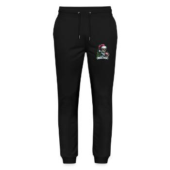 Santa Claus Skull with Christmas Ornament - Stanley/Stella Mover Unisex Organic Jogging Trousers - black - Front - Marisol (170cm) & Nik (191cm)