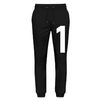 1. 1 Jahr. 1. JUBILÄUM. 1-JÄHRIGES JUBILÄUM - Stanley/Stella Unisex Bio Jogginghose Mover  - Schwarz - Vorne - Marisol (170cm) & Nik (191cm)