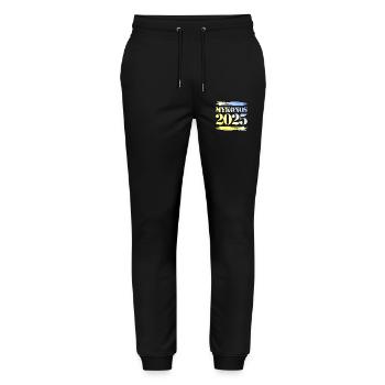 Mykonos 2025 - Stanley/Stella Unisex Bio Jogginghose Mover  - Schwarz - Vorne - Marisol (170cm) & Nik (191cm)