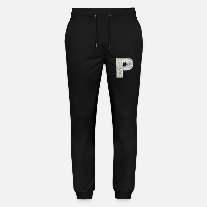 P, lettre, lettre P, initiale, initiale P, monogramme, - Pantalon de jogging bio MOVER Stanley/Stella unisexe - noir