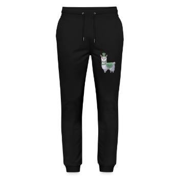 St. Patrick's Day Cute Llama Cartoon - Stanley/Stella Mover Unisex Organic Jogging Trousers - black - Front - Marisol (170cm) & Nik (191cm)