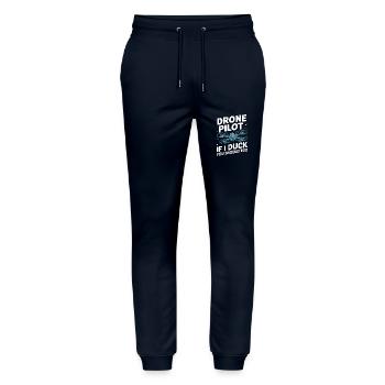 Drones Pilot Quadcopter Drone - Stanley/Stella Mover Unisex Organic Jogging Trousers - navy - Front - Marisol (170cm) & Nik (191cm)