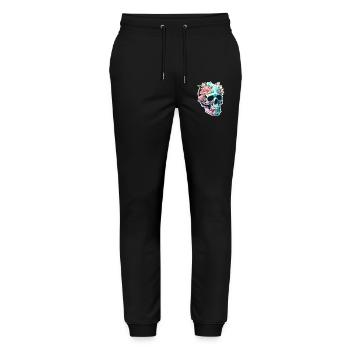 Human Skull & Flowers 33 - Stanley/Stella Mover Unisex Organic Jogging Trousers - black - Front - Marisol (170cm) & Nik (191cm)