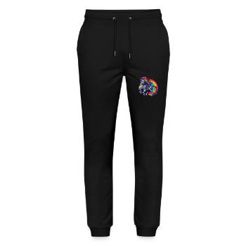 Cyborg Unicorn with Rainbow - Stanley/Stella Mover Unisex Organic Jogging Trousers - black - Front - Marisol (170cm) & Nik (191cm)