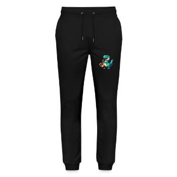 T-Rex Dinosaur Jazz Saxophone Music - Stanley/Stella Mover Unisex Organic Jogging Trousers - black - Front - Marisol (170cm) & Nik (191cm)