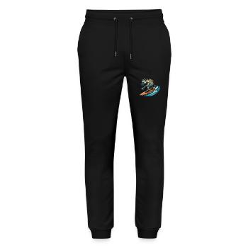 Surfende Hyäne auf dem Surfbrett - Stanley/Stella Unisex Bio Jogginghose Mover  - Schwarz - Vorne - Marisol (170cm) & Nik (191cm)