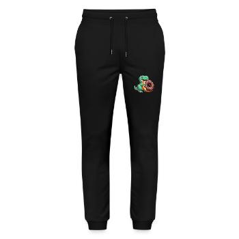 Dino T-Rex Chocolate Donut Candy Dessert - Stanley/Stella Mover Unisex Organic Jogging Trousers - black - Front - Marisol (170cm) & Nik (191cm)