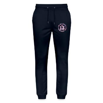 In My Sweet Thirteen Era 13th Birthday Groovy 13th - Stanley/Stella Mover Unisex Organic Jogging Trousers - navy - Front - Marisol (170cm) & Nik (191cm)